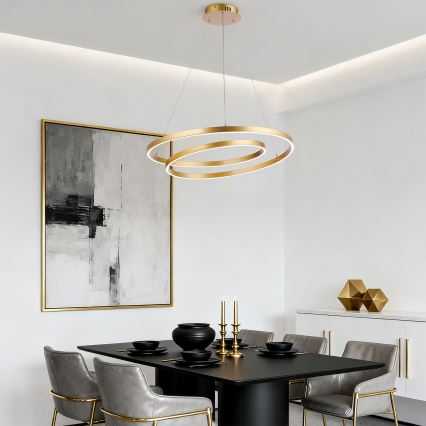 Brilagi - LED-dimbar taklampa på vajer TWISTER LED/75W/230V 3000–6000K Ø 70 cm guld + fjärrkontroll