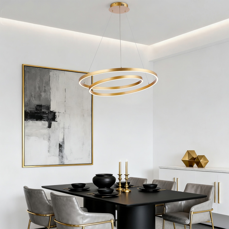 Brilagi - LED-dimbar taklampa på vajer TWISTER LED/75W/230V 3000–6000K Ø 70 cm guld + fjärrkontroll