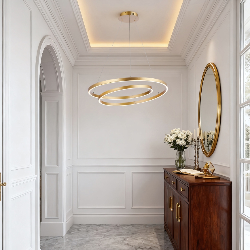 Brilagi - LED-dimbar taklampa på vajer TWISTER LED/75W/230V 3000–6000K Ø 70 cm guld + fjärrkontroll