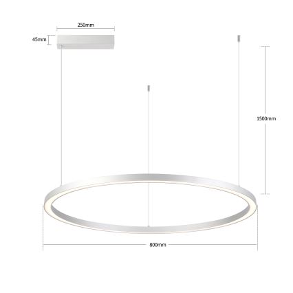 Brilagi - Dimbart LED-pendel på vajer PORTOFINO LED/60W/230V 3000-6000K Ø 80 cm silver + fjärrkontroll