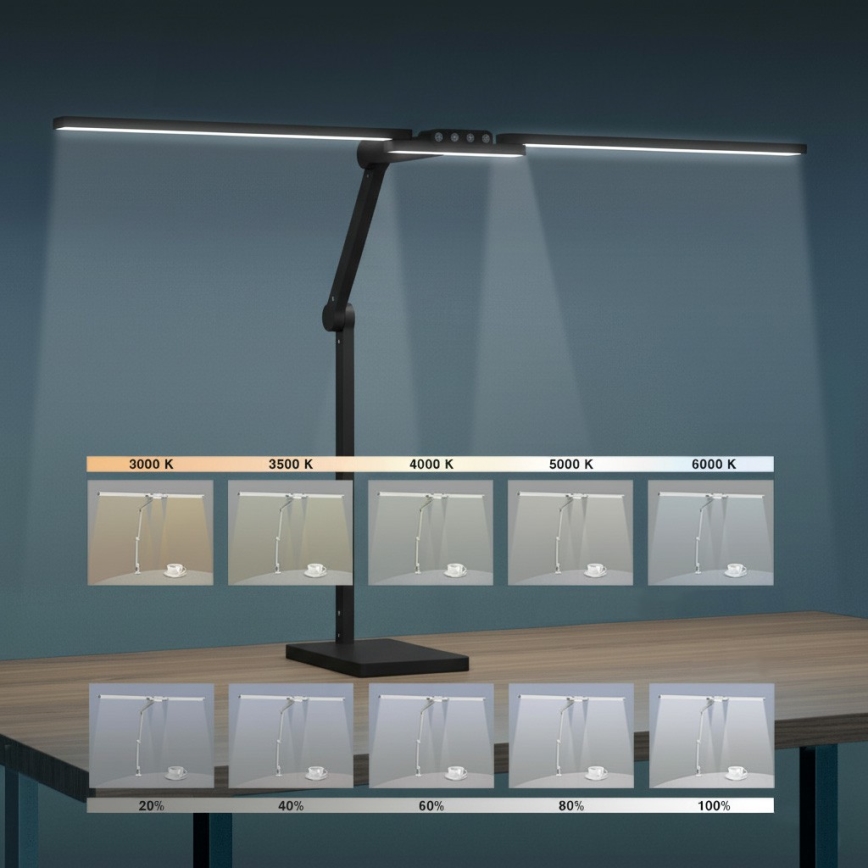 Brilagi - LED dimmbar beröringsstyrd bordslampa VARIO LED/24W/230V 3000-6500K CRI 92 svart