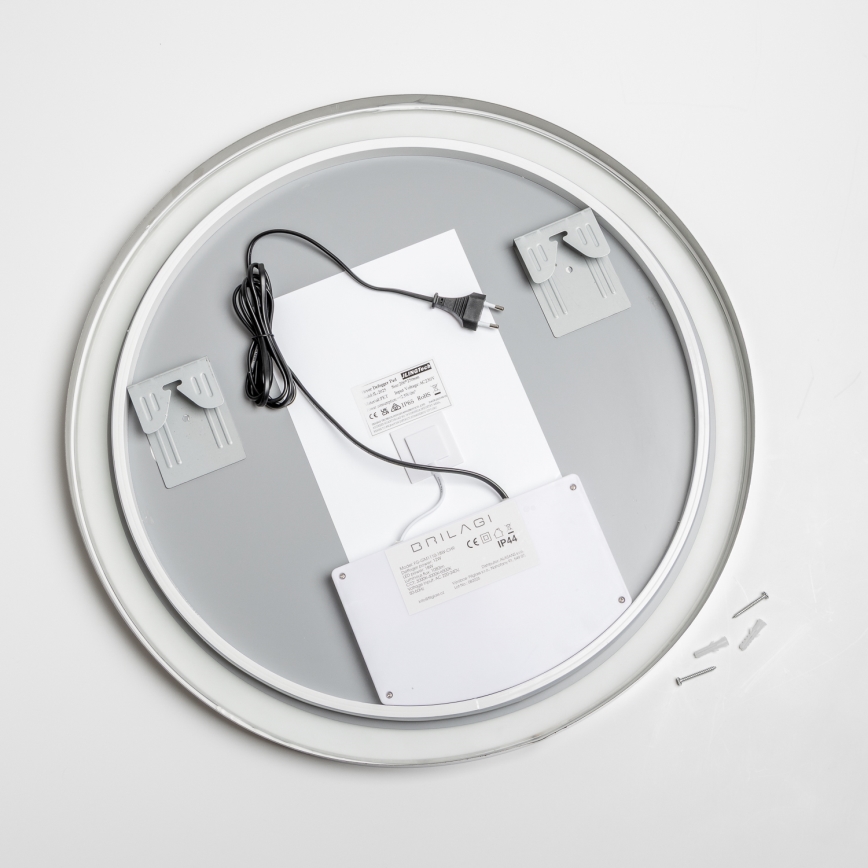 Brilagi - Dimmbar LED-badrumsspegel med uppvärmning och integrerad belysning ALU PRO LED/18W/230V Ø 60 cm 3000/4000/6500K IP44 blank krom CRI 90