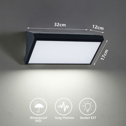 Brilagi - dimbar LED-utomhusvägglampa TRIANGLE 1xE27/6W/230V 2700-6500K IP65 svart