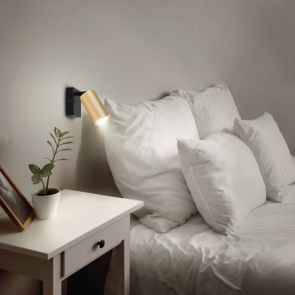 Brilagi - LED RGBW dimbar väggspotlight SELE 1xGU10/4,8W/230V 3000K svart/guld + fjärrkontroll