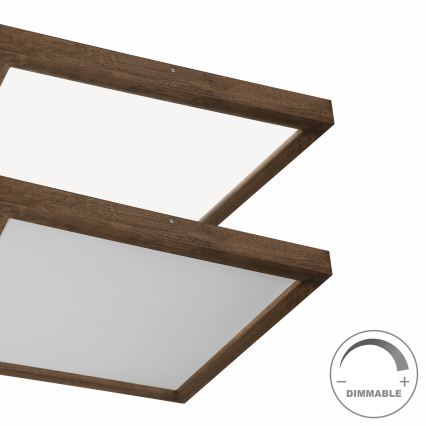 Brilagi - LED dimbar badrumsplafond WOODY FRAME LED/50W/230V ek valnöt 60x60 cm 3000-6000K IP44 + fjärrkontroll