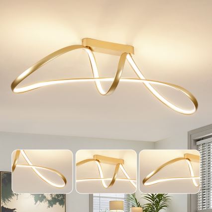 Brilagi - LED dimbar ytmonterad taklampa TWISTER LED/60W/230V 3000-6000K guldig + fjärrkontroll