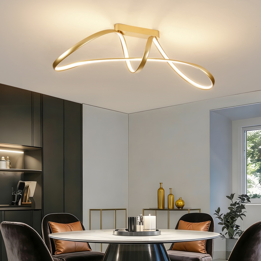 Brilagi - LED dimbar ytmonterad taklampa TWISTER LED/60W/230V 3000-6000K guldig + fjärrkontroll