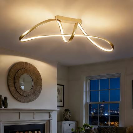 Brilagi - LED dimbar ytmonterad taklampa TWISTER LED/60W/230V 3000-6000K guldig + fjärrkontroll