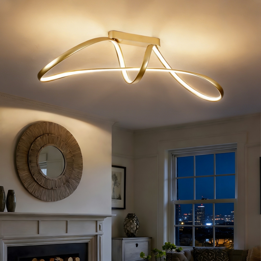 Brilagi - LED dimbar ytmonterad taklampa TWISTER LED/60W/230V 3000-6000K guldig + fjärrkontroll