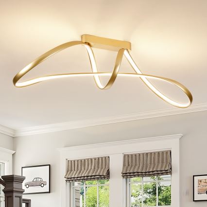 Brilagi - LED dimbar ytmonterad taklampa TWISTER LED/60W/230V 3000-6000K guldig + fjärrkontroll