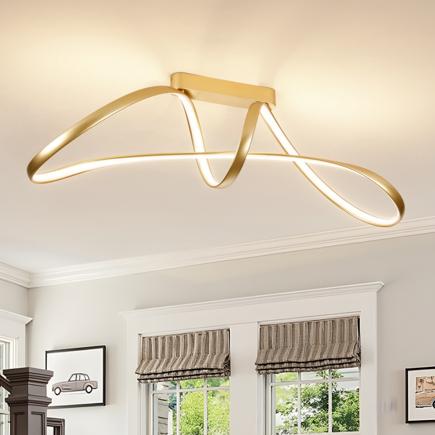 Brilagi - LED dimbar ytmonterad taklampa TWISTER LED/60W/230V 3000-6000K guldig + fjärrkontroll