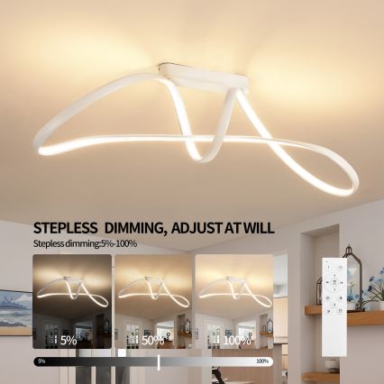 Brilagi - Dimbar LED-plafondlampa TWISTER LED/60W/230V 3000-6000K vit + fjärrkontroll