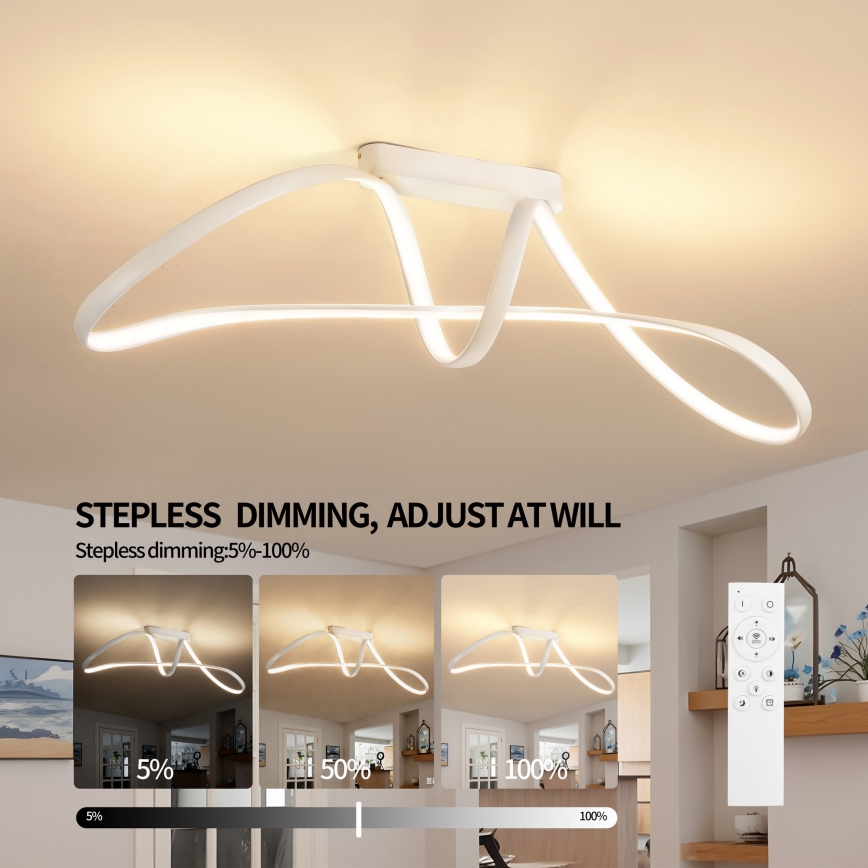 Brilagi - Dimbar LED-plafondlampa TWISTER LED/60W/230V 3000-6000K vit + fjärrkontroll