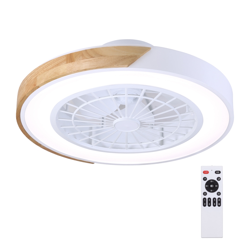 Brilagi - Dimbart LED-takarmatur med fläkt LED/30W/230V 3000–6500K Ø 50 cm vit/ek + fjärrkontroll