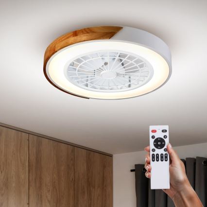 Brilagi - Dimbart LED-takarmatur med fläkt LED/30W/230V 3000–6500K Ø 50 cm vit/ek + fjärrkontroll