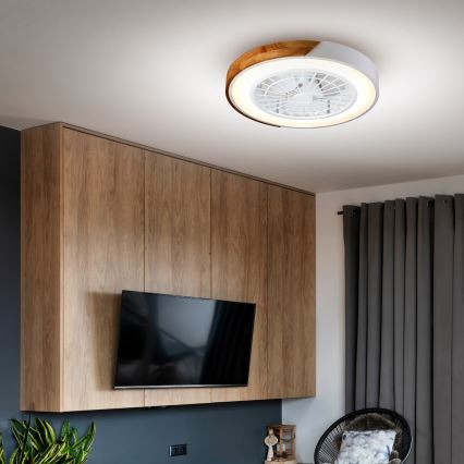 Brilagi - Dimbart LED-takarmatur med fläkt LED/30W/230V 3000–6500K Ø 50 cm vit/ek + fjärrkontroll