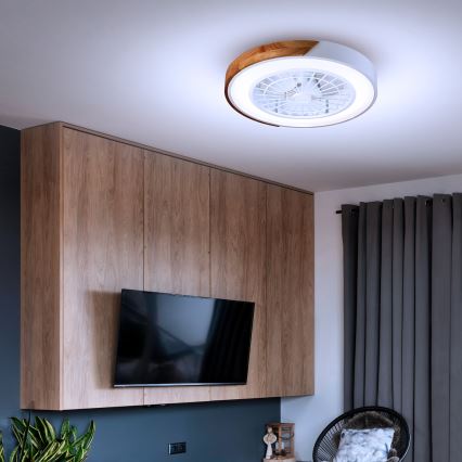 Brilagi - Dimbart LED-takarmatur med fläkt LED/30W/230V 3000–6500K Ø 50 cm vit/ek + fjärrkontroll
