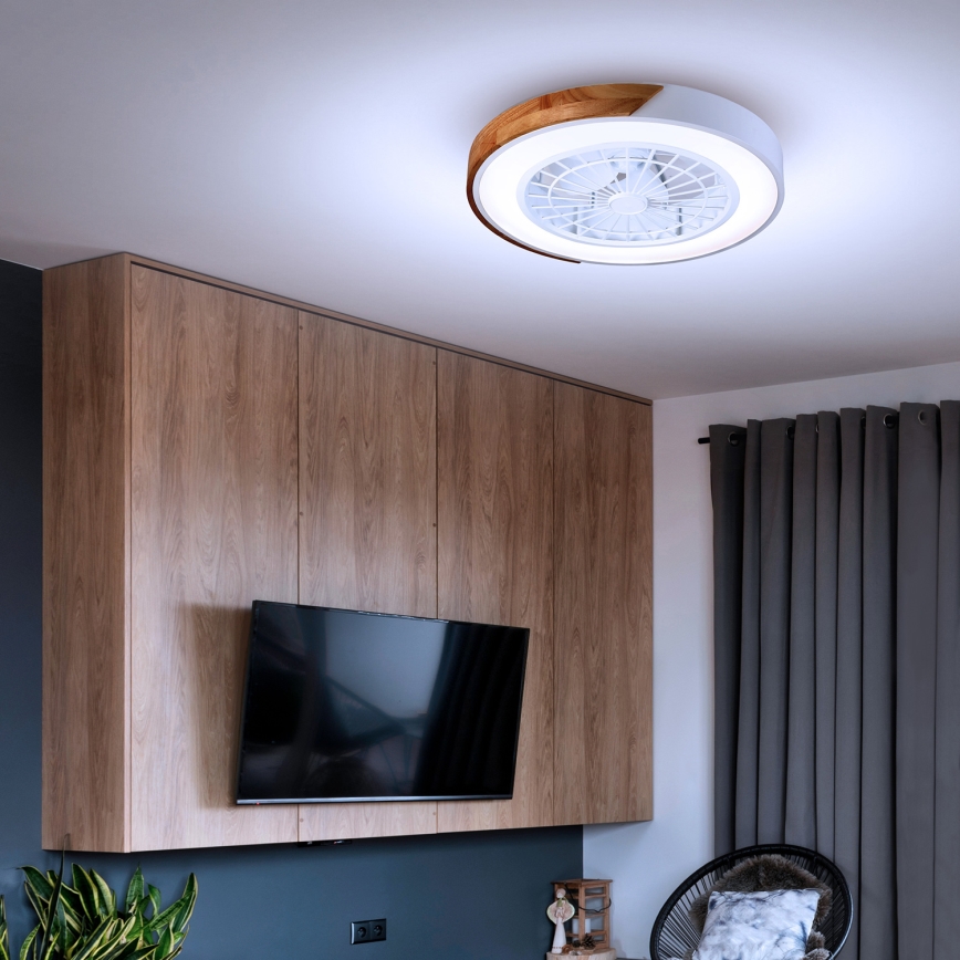 Brilagi - Dimbart LED-takarmatur med fläkt LED/30W/230V 3000–6500K Ø 50 cm vit/ek + fjärrkontroll