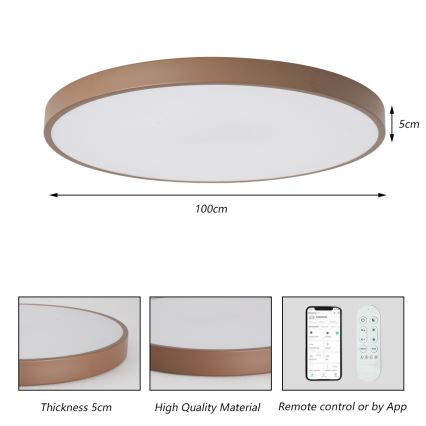 Brilagi - Dimbart LED-armatur POOL SMART LED/128W/230V Ø 100 cm 3000–6000 K Wi‑Fi Tuya + fjärrkontroll, brun