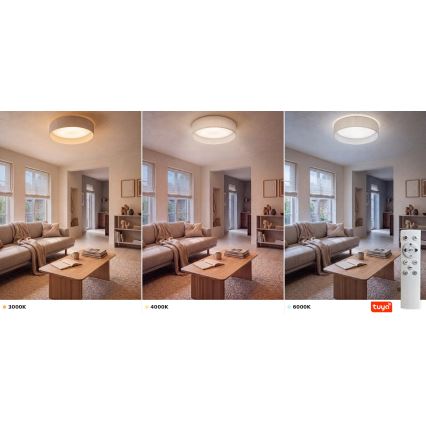 BRILAGI - Dimbart LED-taklampa VELVET SMARTIX LED/36W/230V 3000-6000K Ø 55 cm krämvit Wi-Fi Tuya Beacon + fjärrkontroll