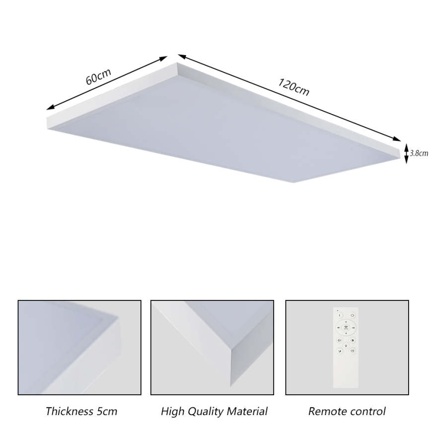 Brilagi - LED dimbar badrumsarmatur FRAME SMART LED/96W/230V 120x60 cm 3000-6000K IP44 vit + fjärrkontroll