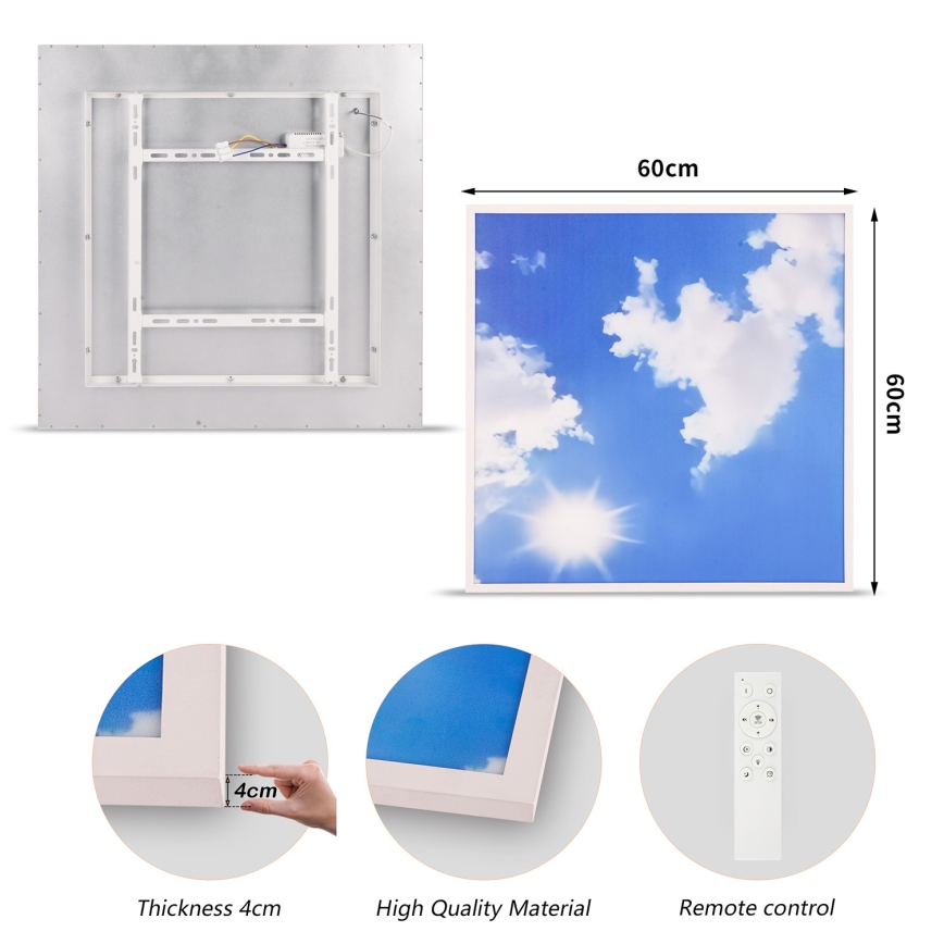 Brilagi - dimbar LED-takarmatur SLIMFRAME LED/58W/230V 60x60 cm 3000-6000K silver/blå + fjärrkontroll