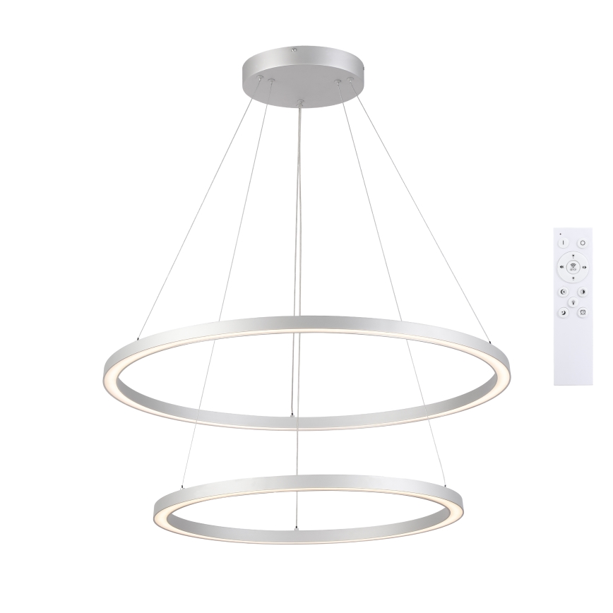 Brilagi - LED dimbar pendellampa på vajer PORTOFINO LED/98W/230V 3000-6000K Ø 80 cm silver + fjärrkontroll
