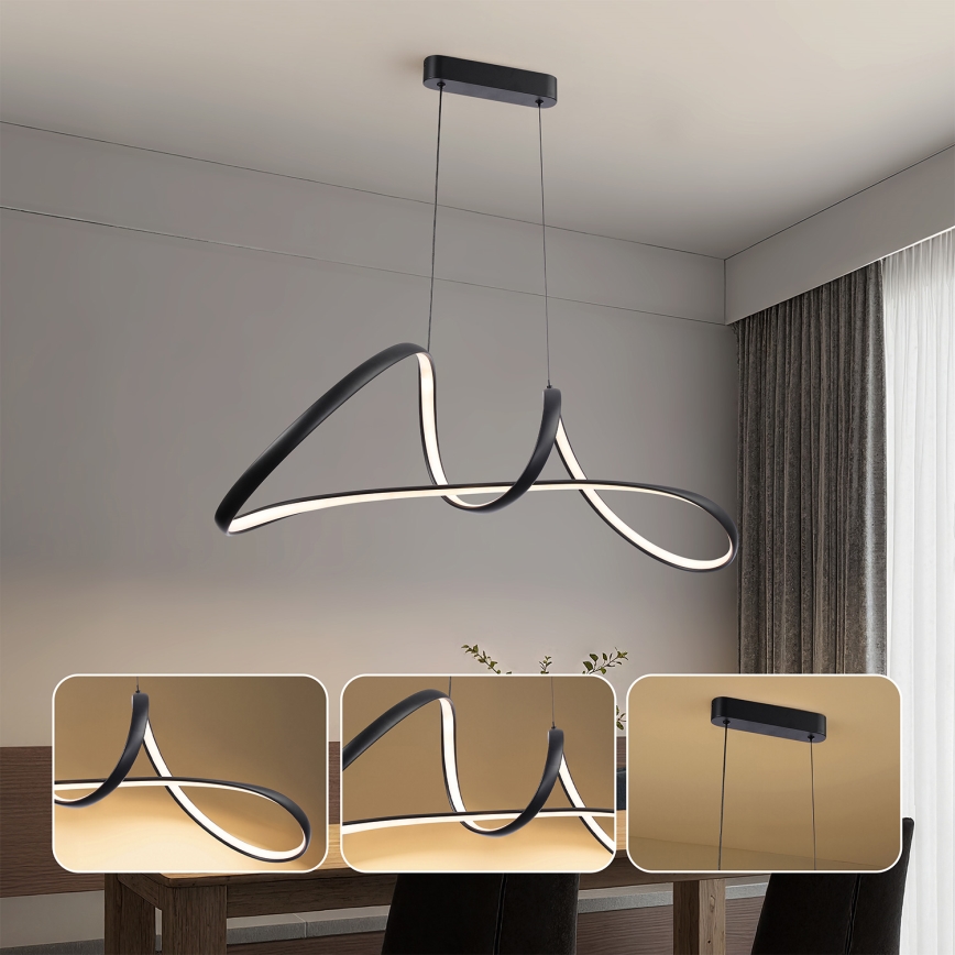 Brilagi - Dimbar LED-pendel på vajer TWISTER LED/60W/230V 3000–6000K svart + fjärrkontroll