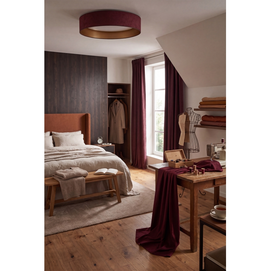BRILAGI - Dimbart LED-taklampa VELVET SMART VARI LED/24W/230V 3000-6500K Ø 45 cm vinröd/guld + fjärrkontroll