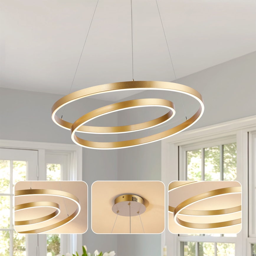 Brilagi - LED dimbar taklampa på vajer TWISTER LED/48W/230V 3000-6000K Ø 50 cm guld + fjärrkontroll