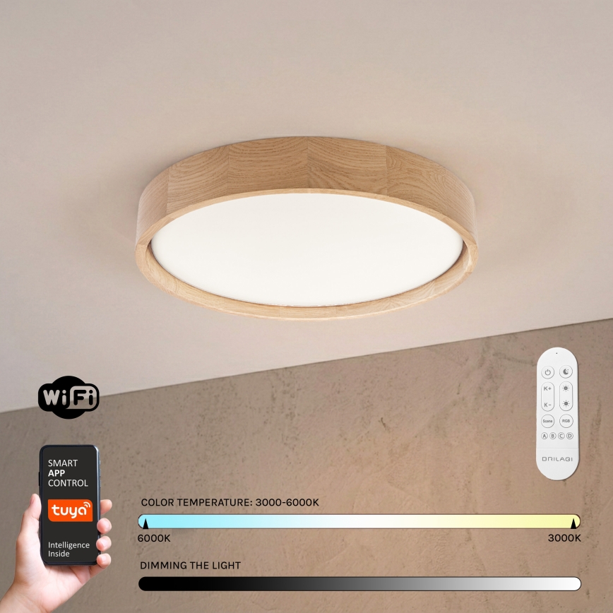 Brilagi - LED-dimmbar taklampa MANAROLA SMART LED/24W/230V 3000-6000K Wi-Fi Tuya Beacon Ø 41 cm ek + fjärrkontroll