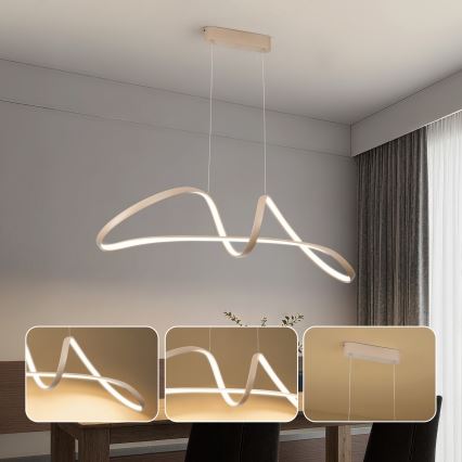 Brilagi - LED-dimmbar pendel på vajer TWISTER LED/60W/230V 3000-6000K beige + fjärrkontroll
