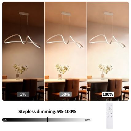 Brilagi - LED-dimmbar pendel på vajer TWISTER LED/60W/230V 3000-6000K beige + fjärrkontroll