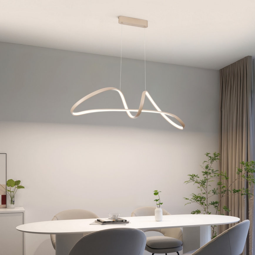 Brilagi - LED-dimmbar pendel på vajer TWISTER LED/60W/230V 3000-6000K beige + fjärrkontroll