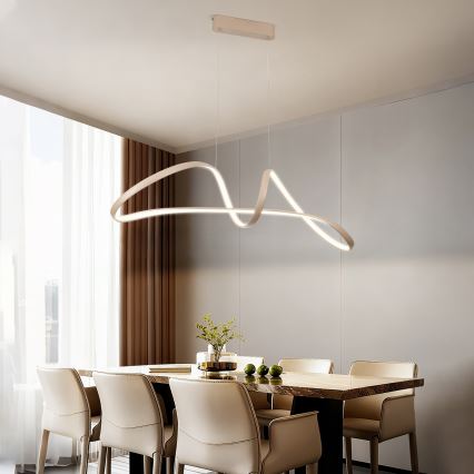 Brilagi - LED-dimmbar pendel på vajer TWISTER LED/60W/230V 3000-6000K beige + fjärrkontroll
