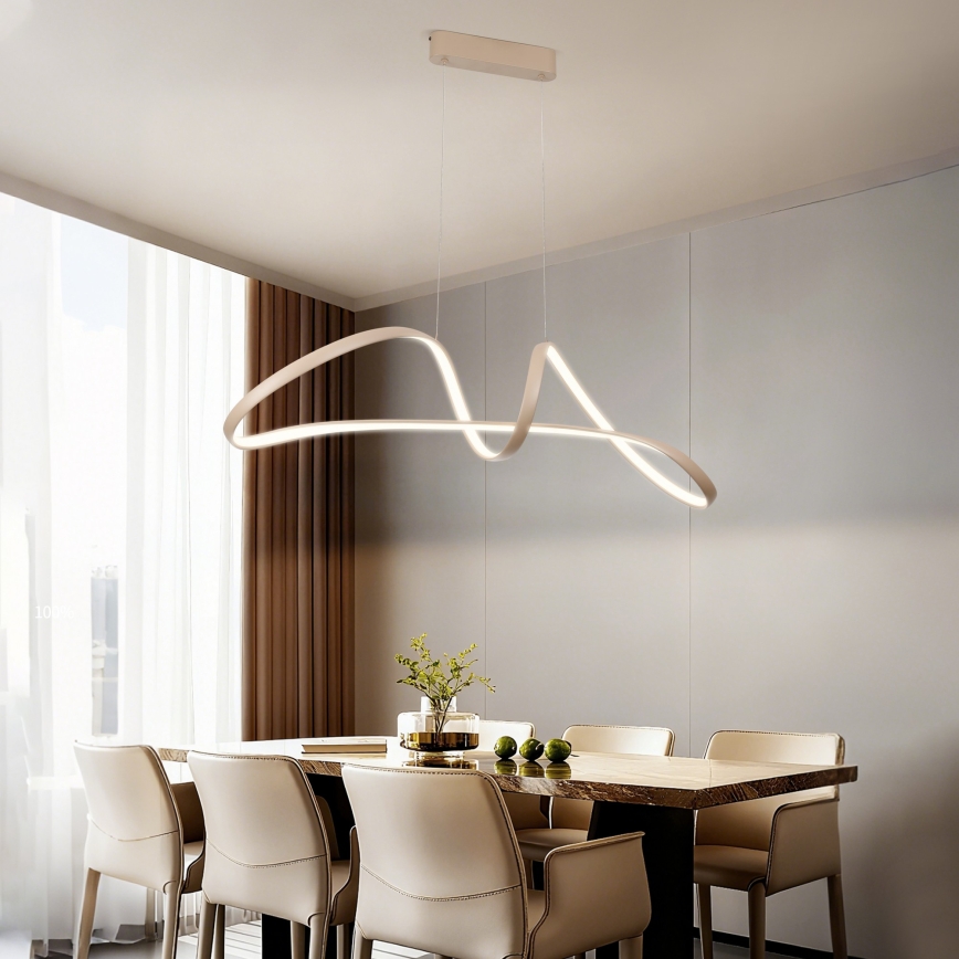 Brilagi - LED-dimmbar pendel på vajer TWISTER LED/60W/230V 3000-6000K beige + fjärrkontroll