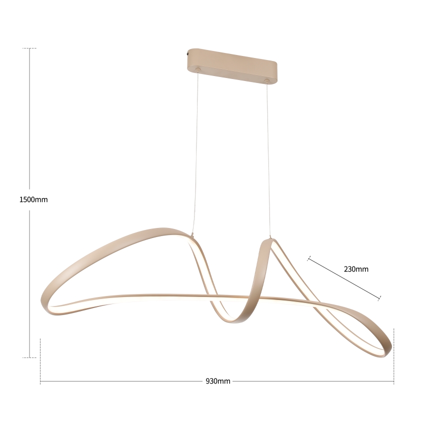 Brilagi - LED-dimmbar pendel på vajer TWISTER LED/60W/230V 3000-6000K beige + fjärrkontroll