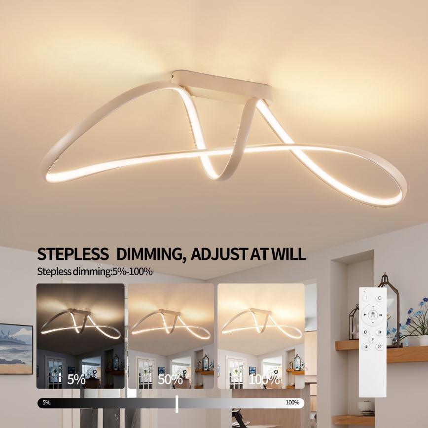 Brilagi - LED-dimbar ytmonterad taklampa TWISTER LED/60W/230V 3000-6000K beige + fjärrkontroll