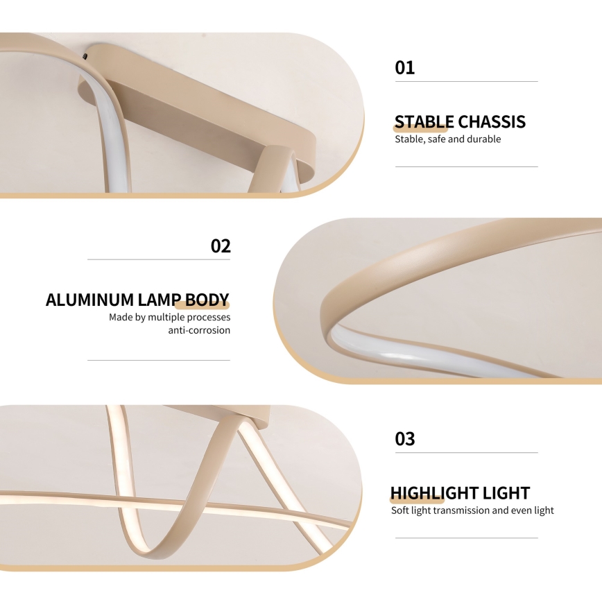Brilagi - LED-dimbar ytmonterad taklampa TWISTER LED/60W/230V 3000-6000K beige + fjärrkontroll