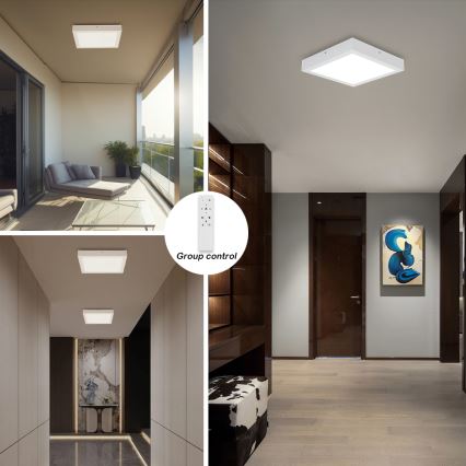 Brilagi - Dimmable Bathroom Ceiling Light FRAME SMART LED/24W/230V 30x30 cm 3000-6000K IP44 Vit + Fjärrkontroll