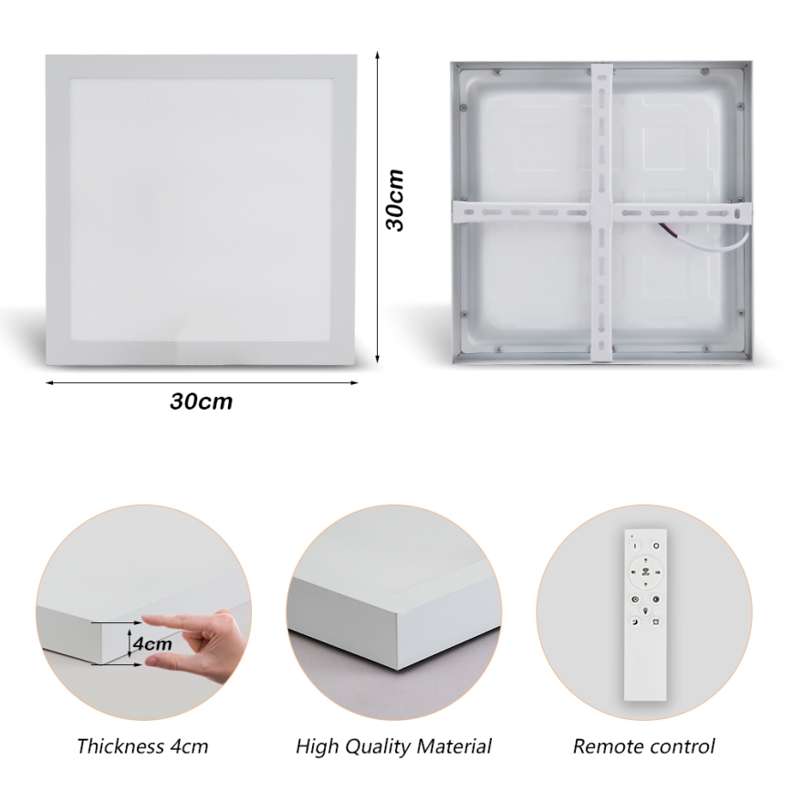 Brilagi - Dimmable Bathroom Ceiling Light FRAME SMART LED/24W/230V 30x30 cm 3000-6000K IP44 Vit + Fjärrkontroll