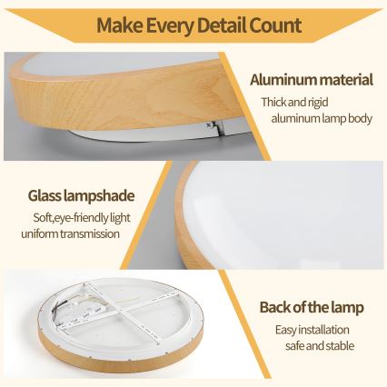 Brilagi - Dimbar LED-taklampa GLASS POOL DOUBLE LED/48W/230V 3000-6000K 40 cm trädekor + fjärrkontroll