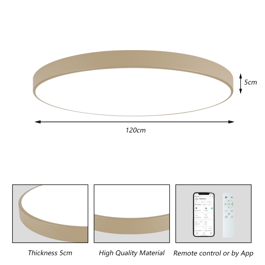Brilagi - POOL SMART LED dimbar takarmatur, 180W, 230V, 3000–6000K, 120 cm, beige, Wi‑Fi (Tuya) + fjärrkontroll