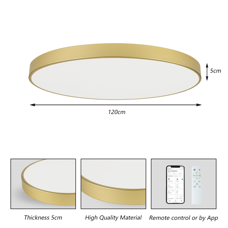 Brilagi - LED dimbar taklampa POOL SMART LED/180W/230V 3000-6000K 120 cm guld Wi-Fi Tuya + fjärrkontroll