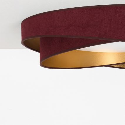 BRILAGI - Dimbart LED-takarmatur VELVET TWIST LED/36W/230V 3000-6000K Ø 65 cm Wi-Fi Tuya Beacon vinröd/guld + fjärrkontroll