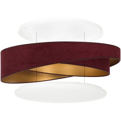 BRILAGI - Dimbart LED-takarmatur VELVET TWIST LED/36W/230V 3000-6000K Ø 65 cm Wi-Fi Tuya Beacon vinröd/guld + fjärrkontroll