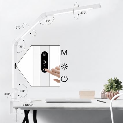 BRILAGI - Dimbar beröringsstyrd flexibel bordslampa VARIO LED/12W/230V 3000/4000/5000/6500K CRI 92 vit