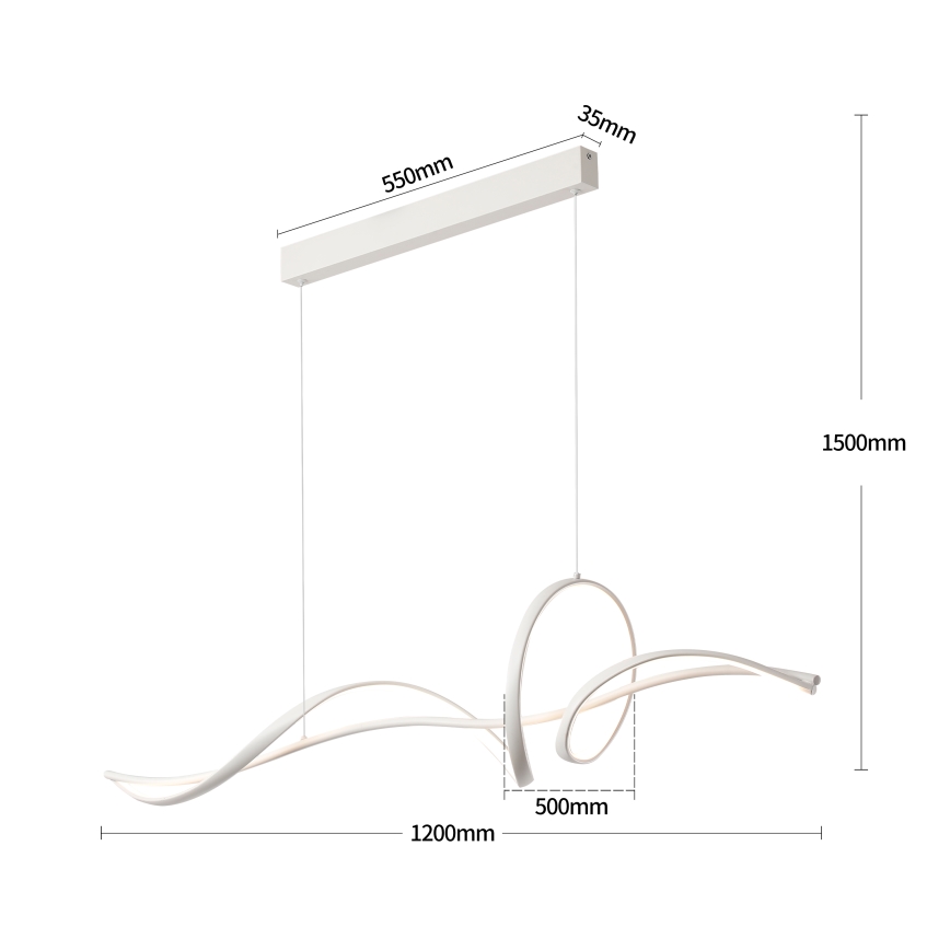 BRILAGI - Dimbar LED-pendel med vajer SIGNATURE LED/55W/230V 3000-6000K 120x23 cm vit + fjärrkontroll