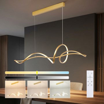 Brilagi - LED-dimmbar pendellampa med vajer SIGNATURE LED/55W/230V 3000-6000K 120x23 cm guld + fjärrkontroll