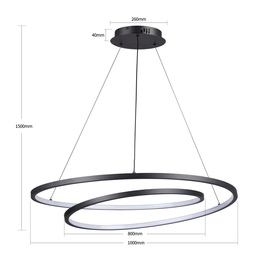 Brilagi - LED dimbar pendellampa på kabel TWISTER LED/105W/230V 3000-6000K Ø 100 cm svart + fjärrkontroll